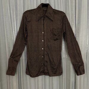 vintage satin long sleeve button up shirt